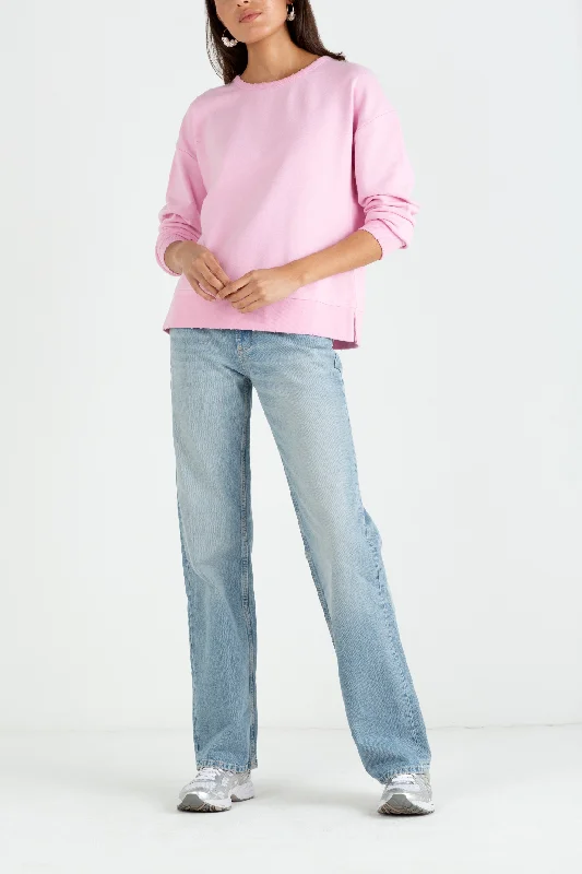 ""The Victoria"" - Bow Neck Detail Sweatshirt (Peony Pink)