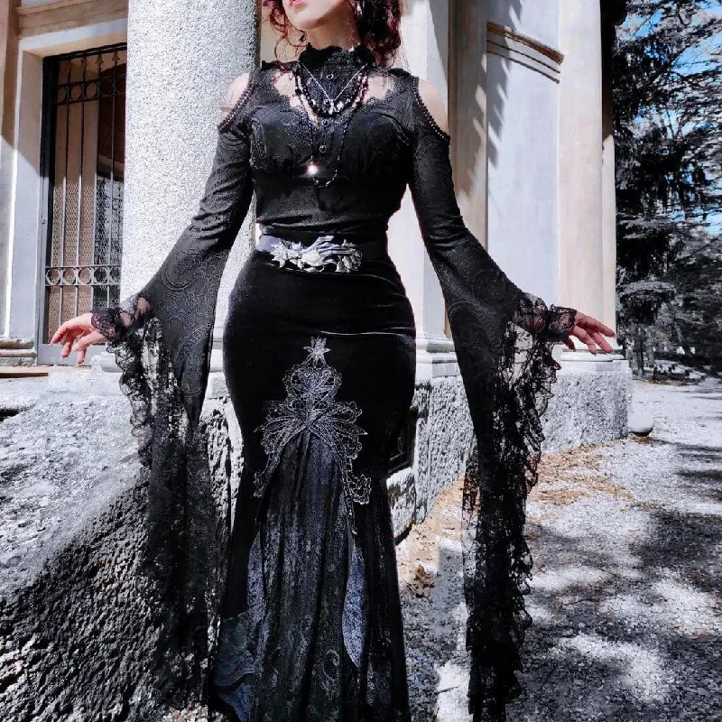 Women's Velour and Lace Goth mermaid Skirt