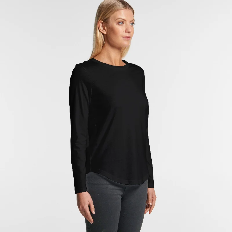 Wordmark Black Curved LS Tee - Ladies