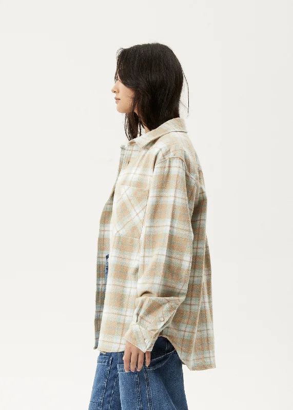 AFENDS Womens Lighthouse - Flannel Shirt - Taupe