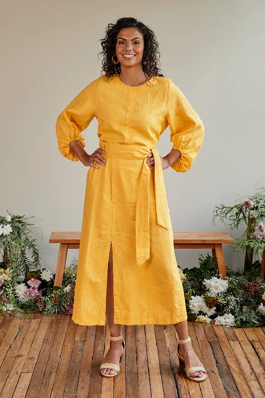 Audrey Linen Shift Blouse in Golden Hour