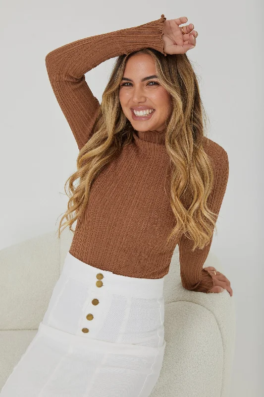 Aurella Knit Top - Mocha