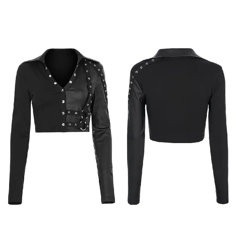 Black Double Material Pullover Long Sleeve Shirt