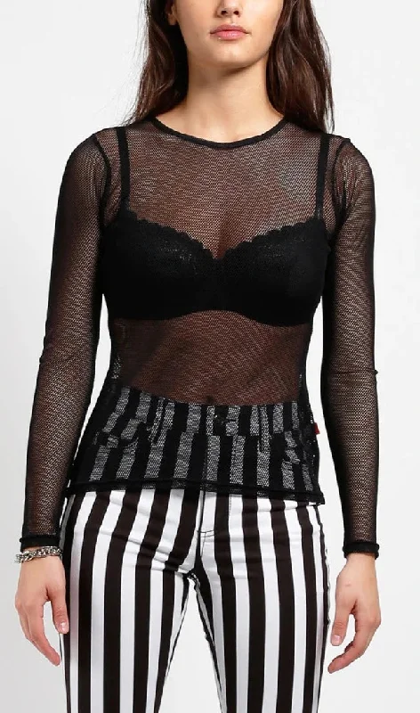 Black Long Sleeved Fishnet Top