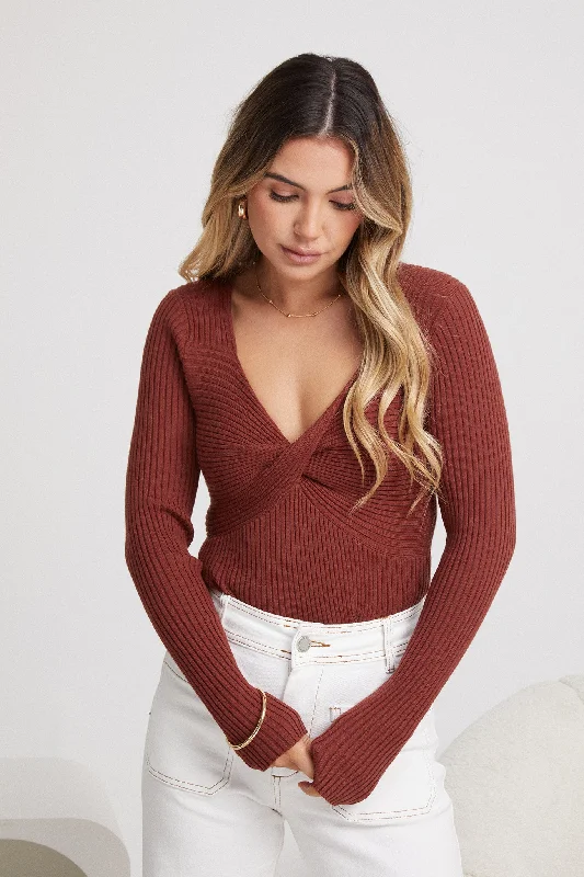 Corra Knit Top - Brown