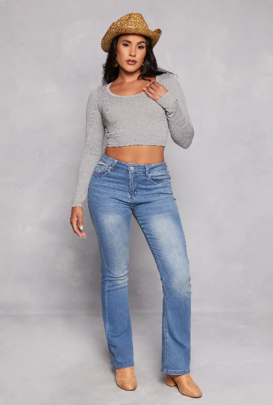 Seamless Ribbed Scoop Neck Crop Top