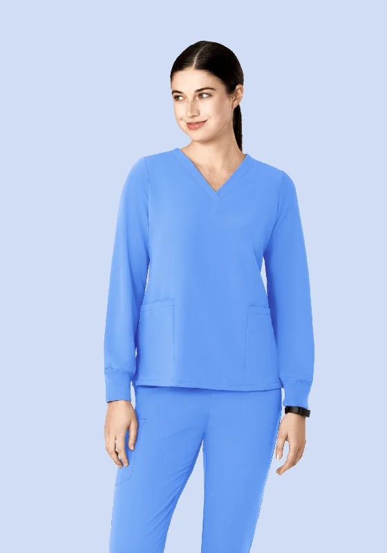 Long Sleeve 6 Pocket Top Ceil Blue