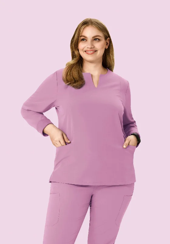 Long Sleeve Notch Neck Top Lilac