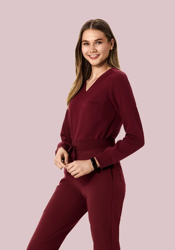 Long Sleeve One Pocket Top Wine