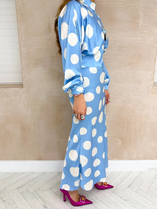 Polka Dot Floaty Top In Baby Blue