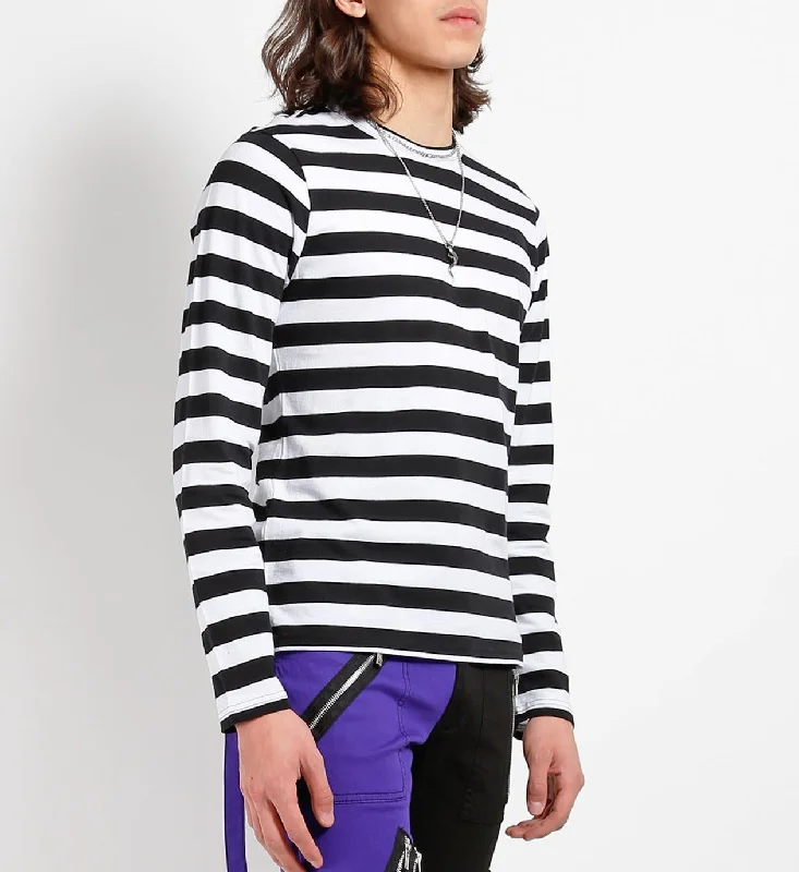 UNISEX Black/White Stripe Knit Top